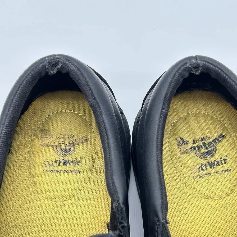Dr. Martens Boyle Shoes Mens 11 Black Leather Slip On SoftWair Comfort Casual